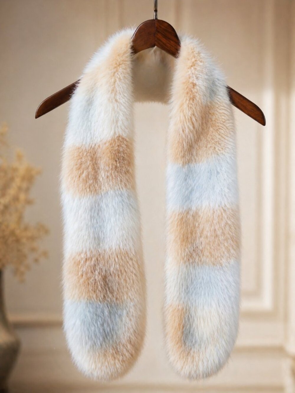 NWOT Luxe Faux Fur Stole 6” x 63” Neutral Tones Soft Modacrylic Wrap Elegant - Picture 2 of 9
